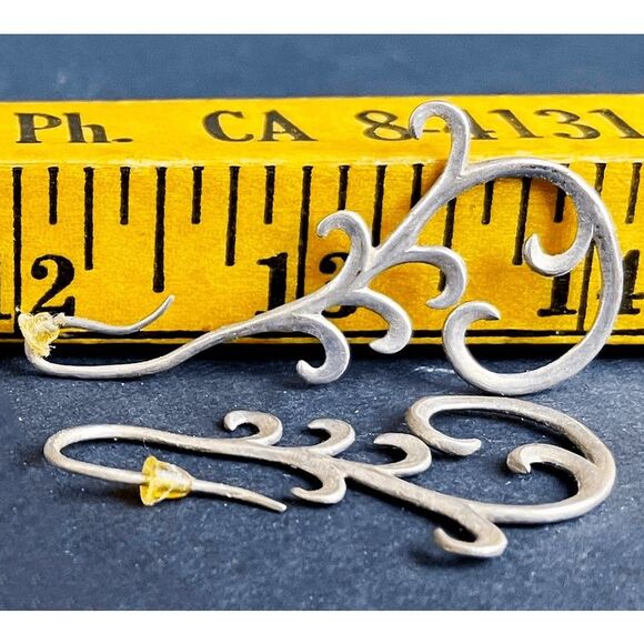 Sterling Silver Artisan Metalwork Earrings - Picture 2 of 4